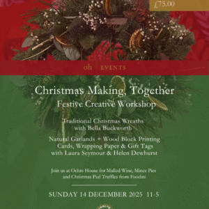 Christmas Making, Together Workshop Flyer, Red and Green with Wreath