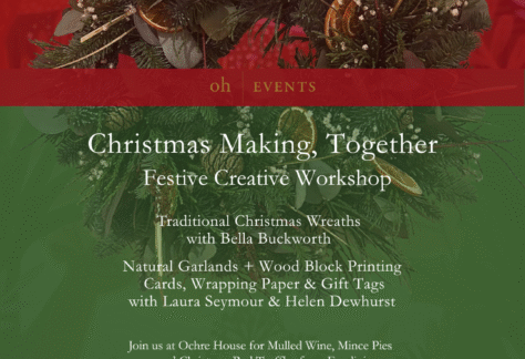 Christmas Making, Together Workshop Flyer, Red and Green with Wreath